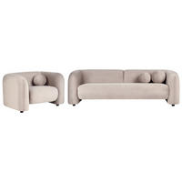 4-SITZER-SOFA SET Samtstoff taupe Leiren - Beige, Textil (83/83/224cm) - Beliani