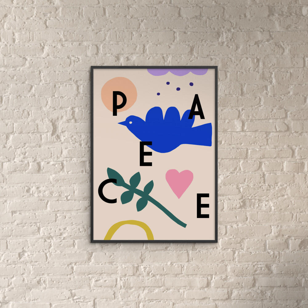 POSTER mit Rahmen Maren Gross - Peace - Multicolor/Schwarz, Holz/Papier (50/70cm) - Poster&Frame