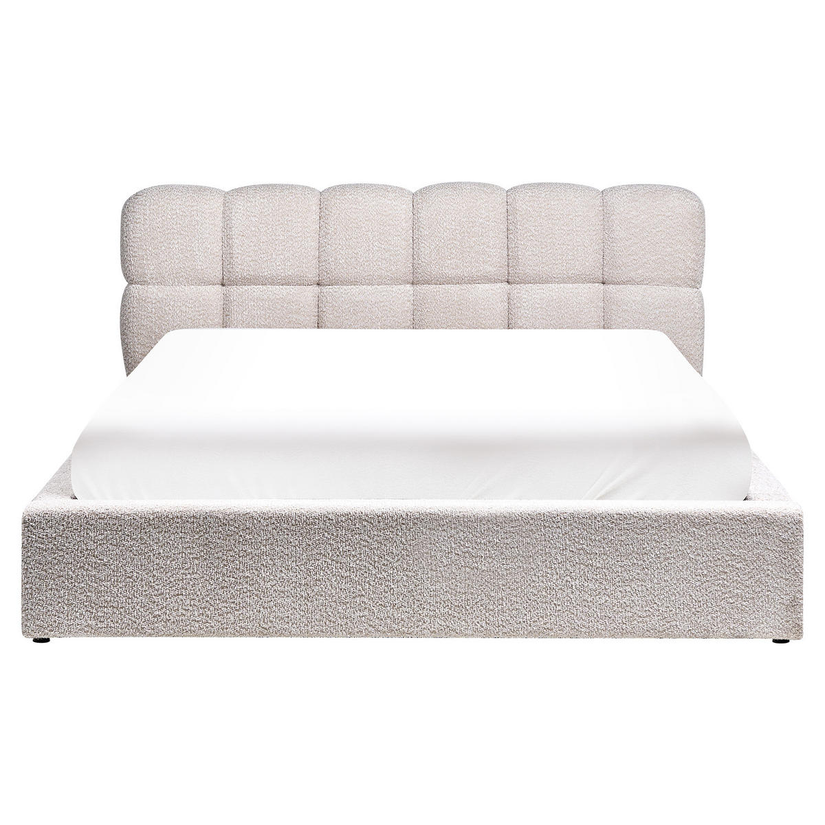BETT mit Stauraum 160/200 cm Bouclé Hellbeige Baston - Beige, Textil (160/200cm) - Beliani