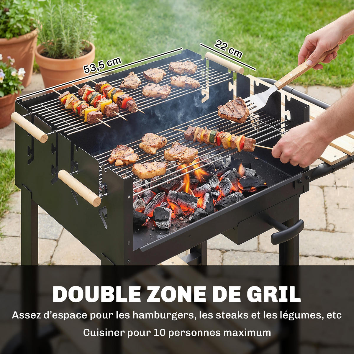 HOLZKOHLEGRILL DE-18276 Schwarz - Schwarz, Metall (58/82/99.5cm) - ComfortXL