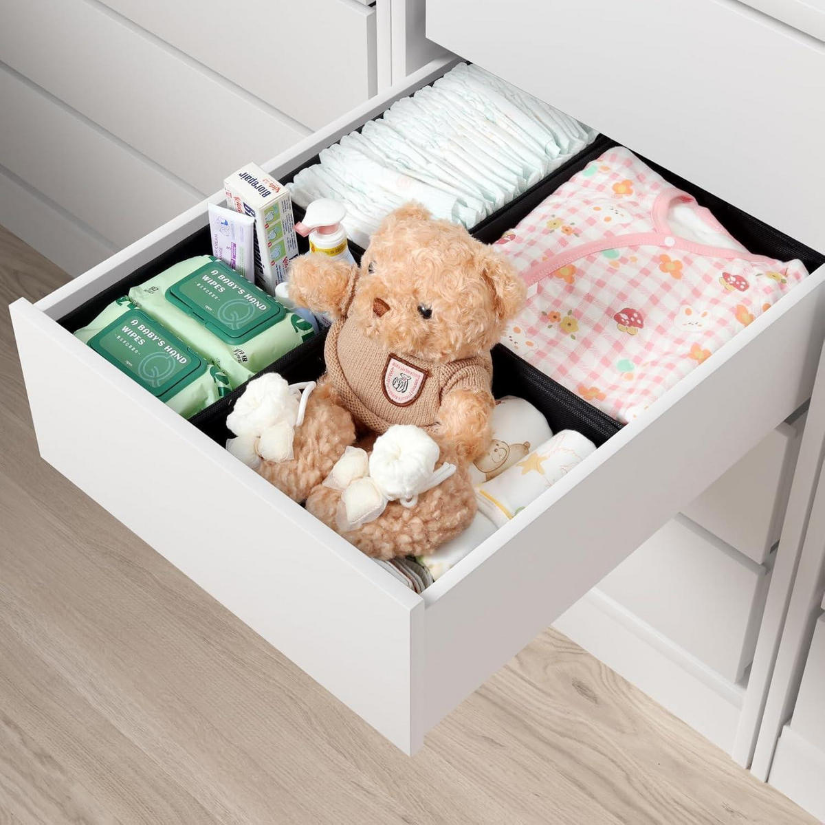 SCHUBLADEN Organizer 4er Set Schwarz für PAX Kleiderschrank 50x58 cm - Schwarz, Textil (28/12/28cm)