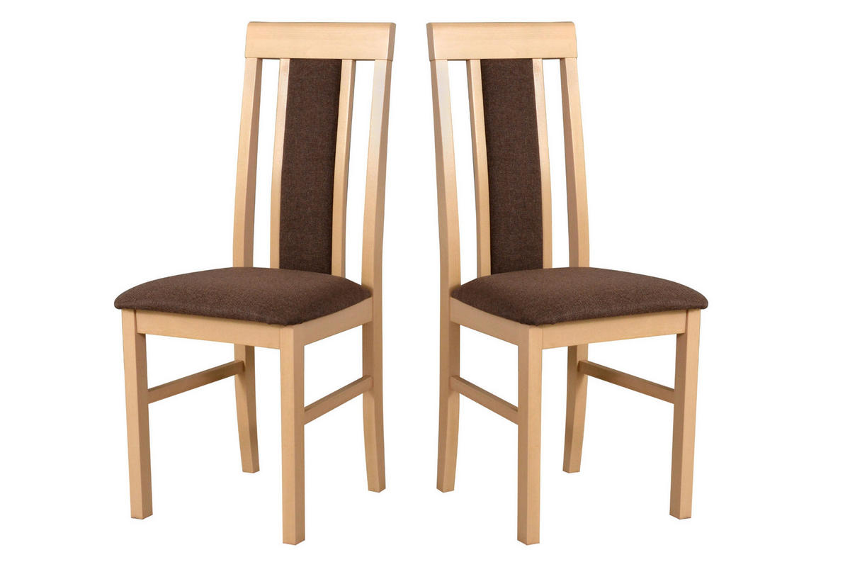 STUHL 2er Set Nilo 2, sonoma - Braun/Sonoma Eiche, Holz (43/94/40cm) - Leaf Design