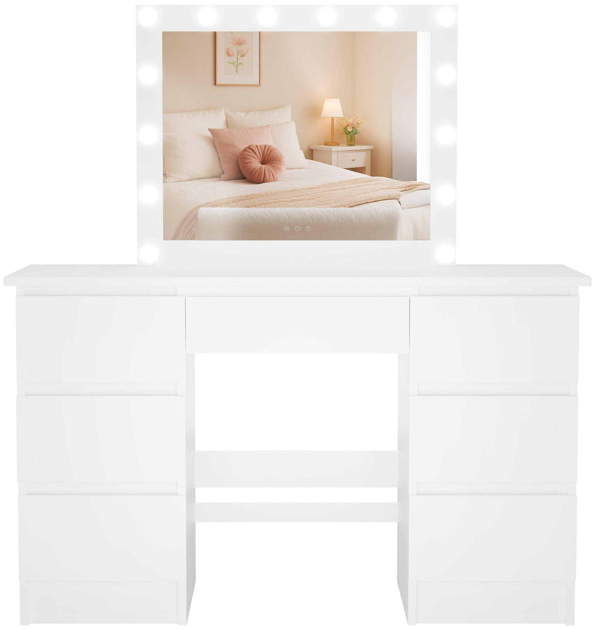 SCHMINKTISCH eckig 130/45/145 cm Holz Weiß - Weiß, Holz (130/145/45cm) - CLP