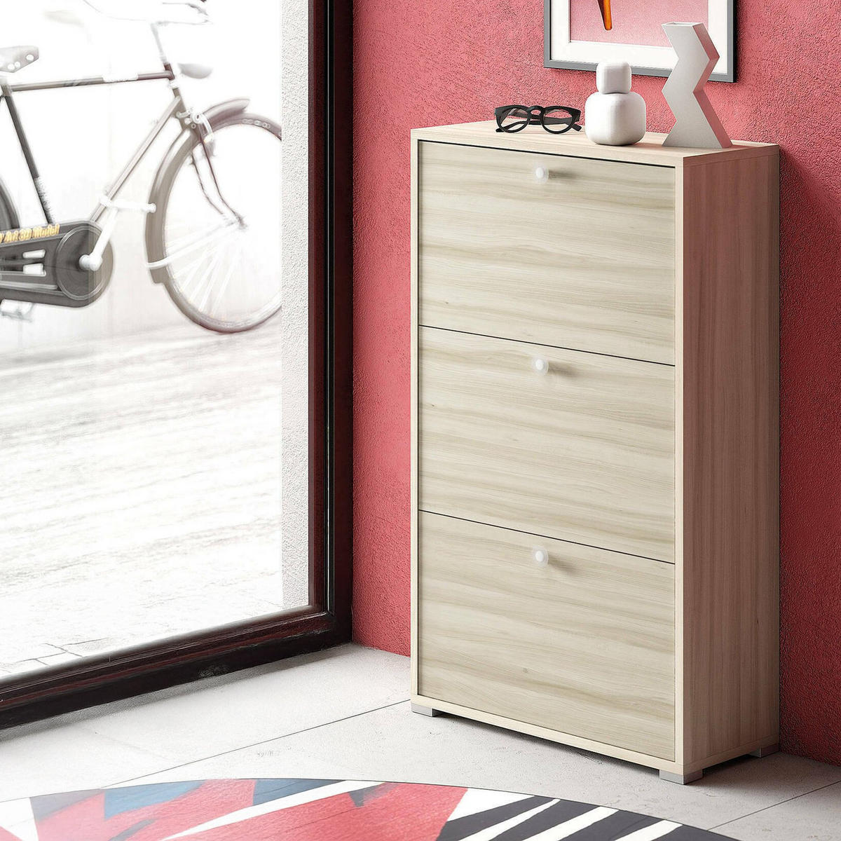 SCHUHSCHRANK Eiche 28/67/112 cm - Wildeiche/Eichefarben, Holzwerkstoff (67/112/28cm) - DMORA