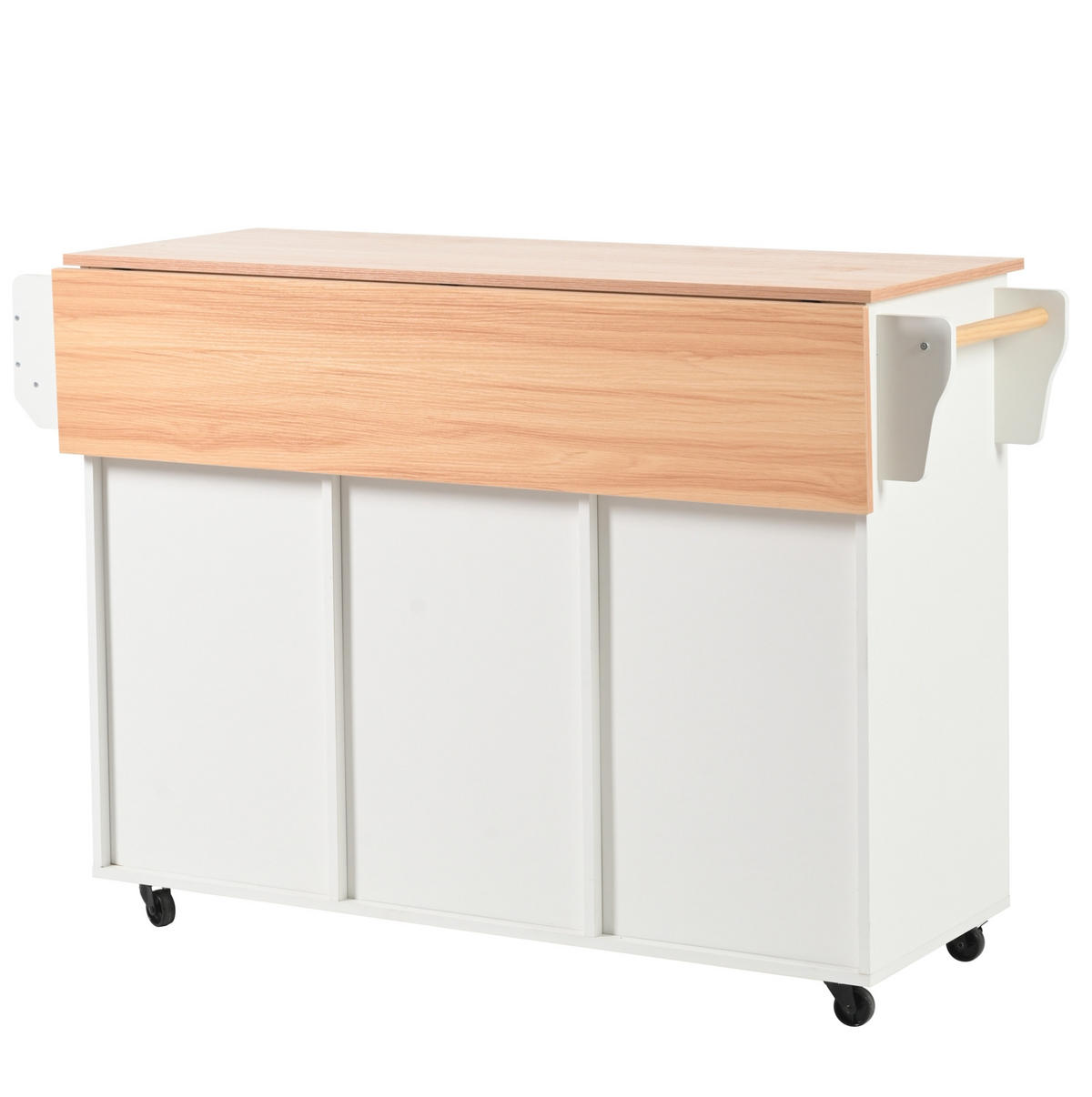 KÜCHENWAGEN 139/46(71)/91,5 cm in Weiß mit klappbarer Platte und Stauraum - Weiß, Holzwerkstoff (139/91.5/46cm) - Flora Grace