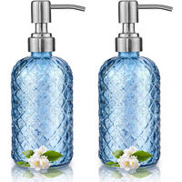 SEIFENSPENDER , Set mit 2 Seifenspendern aus Glas, 350 ml - Blau, Glas (7.5/19.3/7.5cm) - BELZ