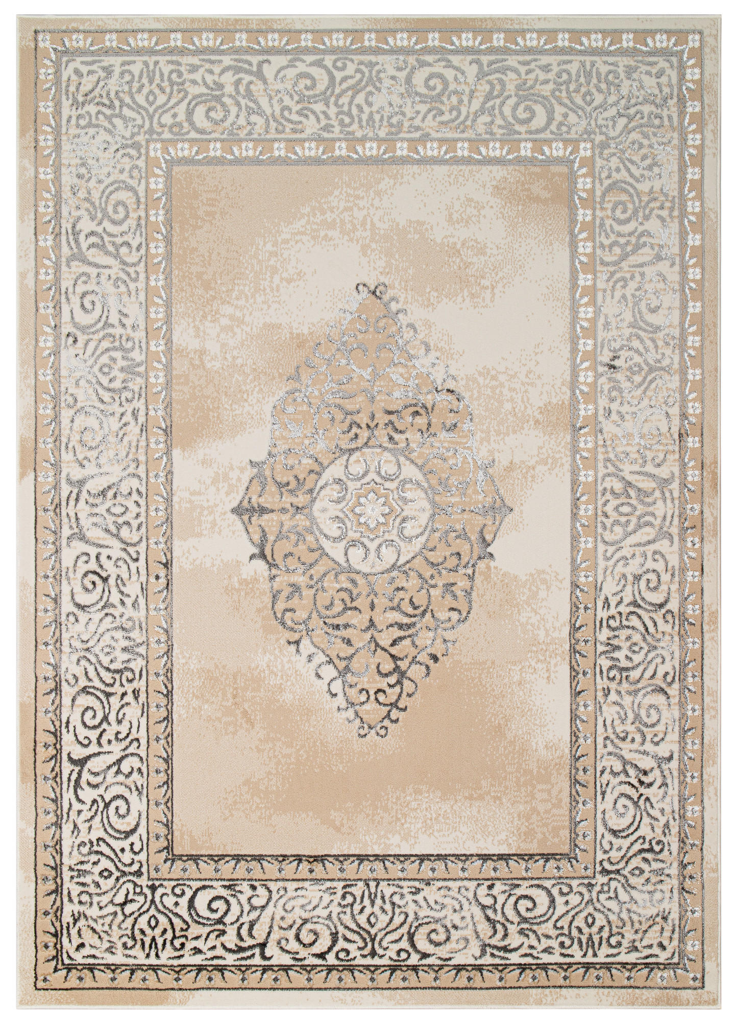 Tapiso Teppich Grau, Beige 80x150 cm