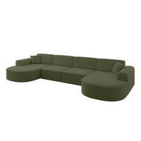 WOHNLANDSCHAFT MARI-U2 - 388x171x79 cm Grün Bouclé - Schwarz/Grün, Holzwerkstoff/Kunststoff (388/79/171cm) - ALTDECOR