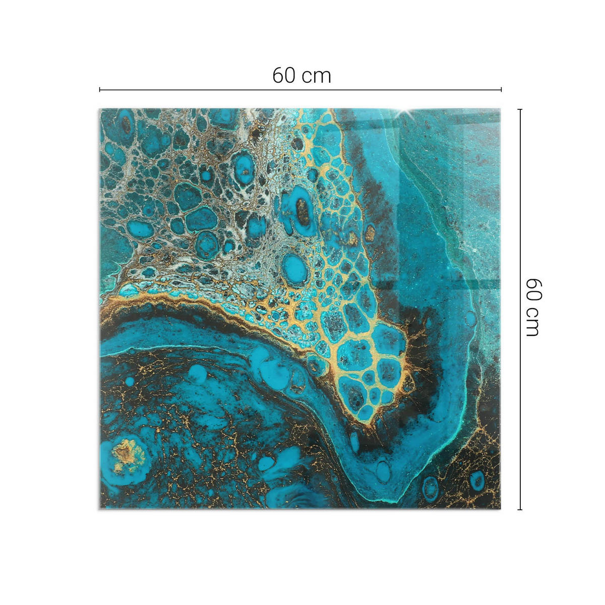 GLASPLATTE für Kamin 60x60 cm Türkis - Türkis, Glas (60/60/0.4cm) - ArtPrintCave