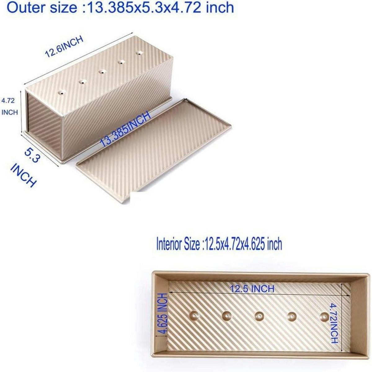 BROTBACKFORM mit Deckel 34 x 13,5 x 12 cm Champagner Gold - Beige, Metall (13.5/13/35cm)