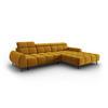 ELEKTRISCHES-ECKSOFA rechts Alyse aus Samt gelb 5 Sitzplätze - Gelb, Textil (188/295cm) - Micadoni