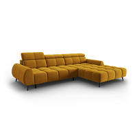 ELEKTRISCHES-ECKSOFA rechts Alyse aus Samt gelb 5 Sitzplätze - Gelb, Textil (188/295cm) - Micadoni