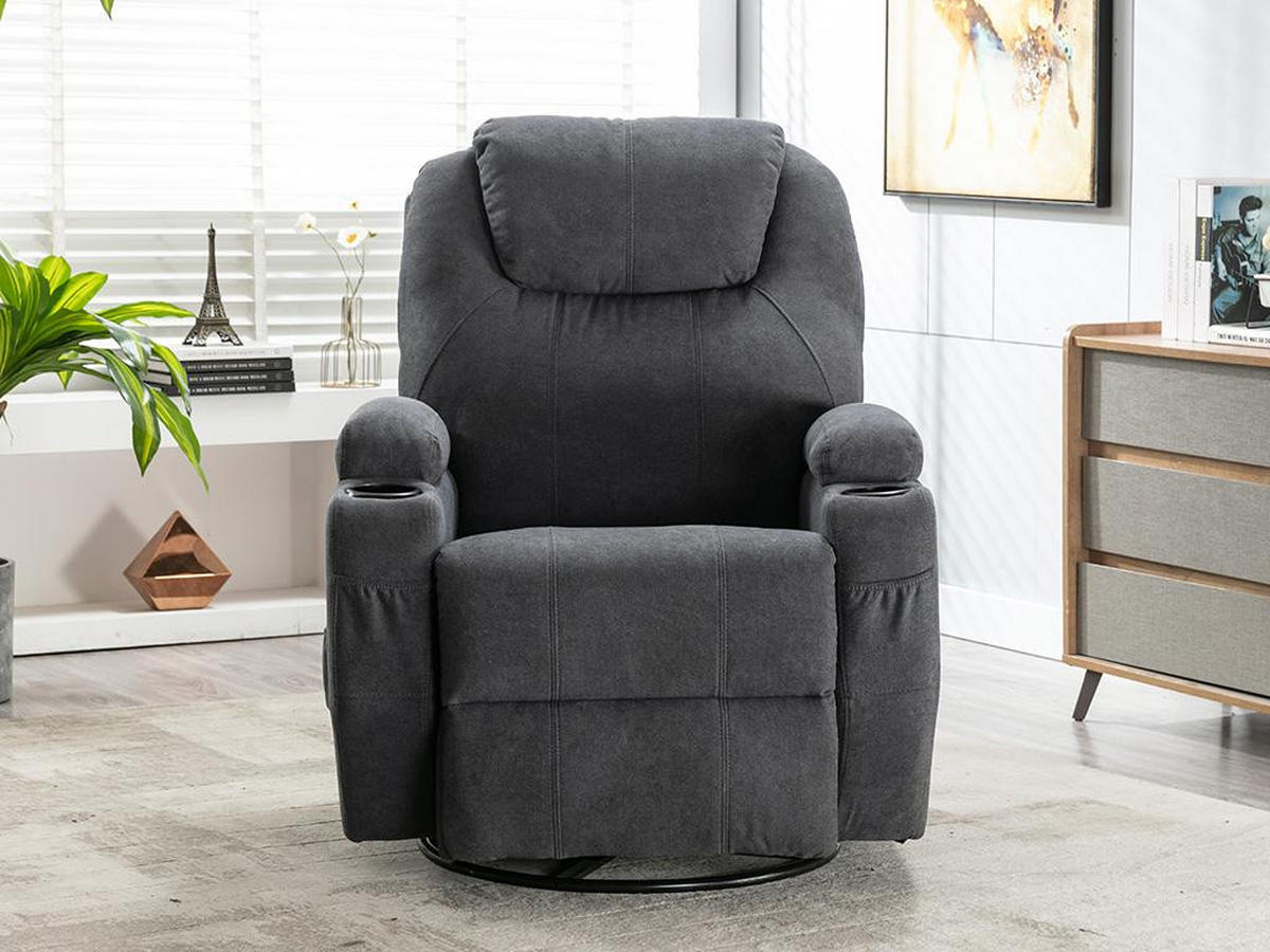 MASSAGESESSEL - Stoff - Grau - SILVANO - Grau, Textil (95/105/82cm) - Vente-Unique