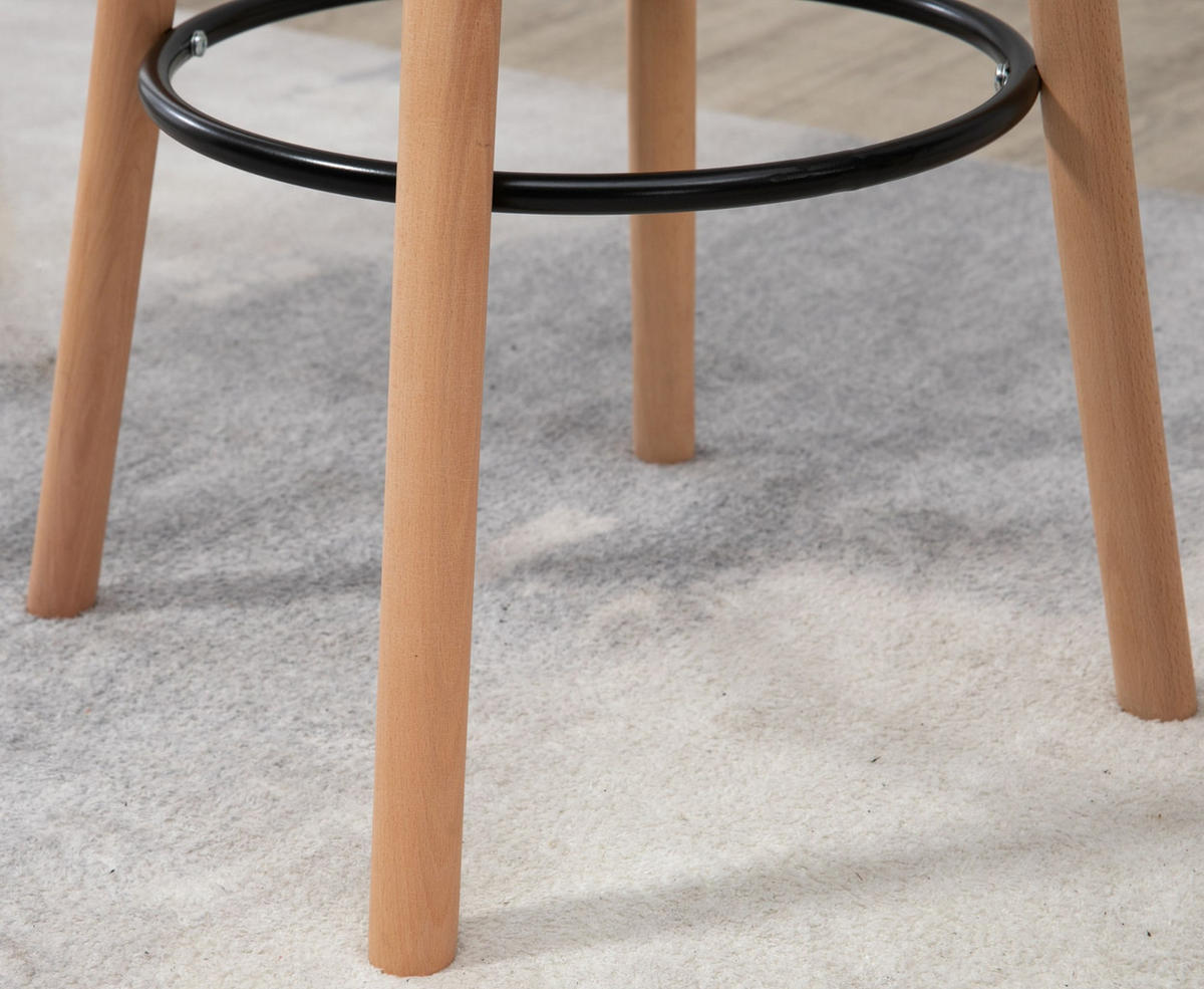 STEHTISCH rund 60 cm Holz natura/weiß - Eukalyptusholzfarben/Weiß, Holz (60/60/107cm) - CLP