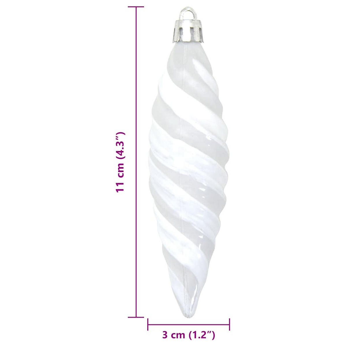 WEIHNACHTSKUGEL Spiralenform 40 -teilig 3/11 cm Weiß Kunststoff - Weiß, Kunststoff (3/11/3cm) - vidaXL