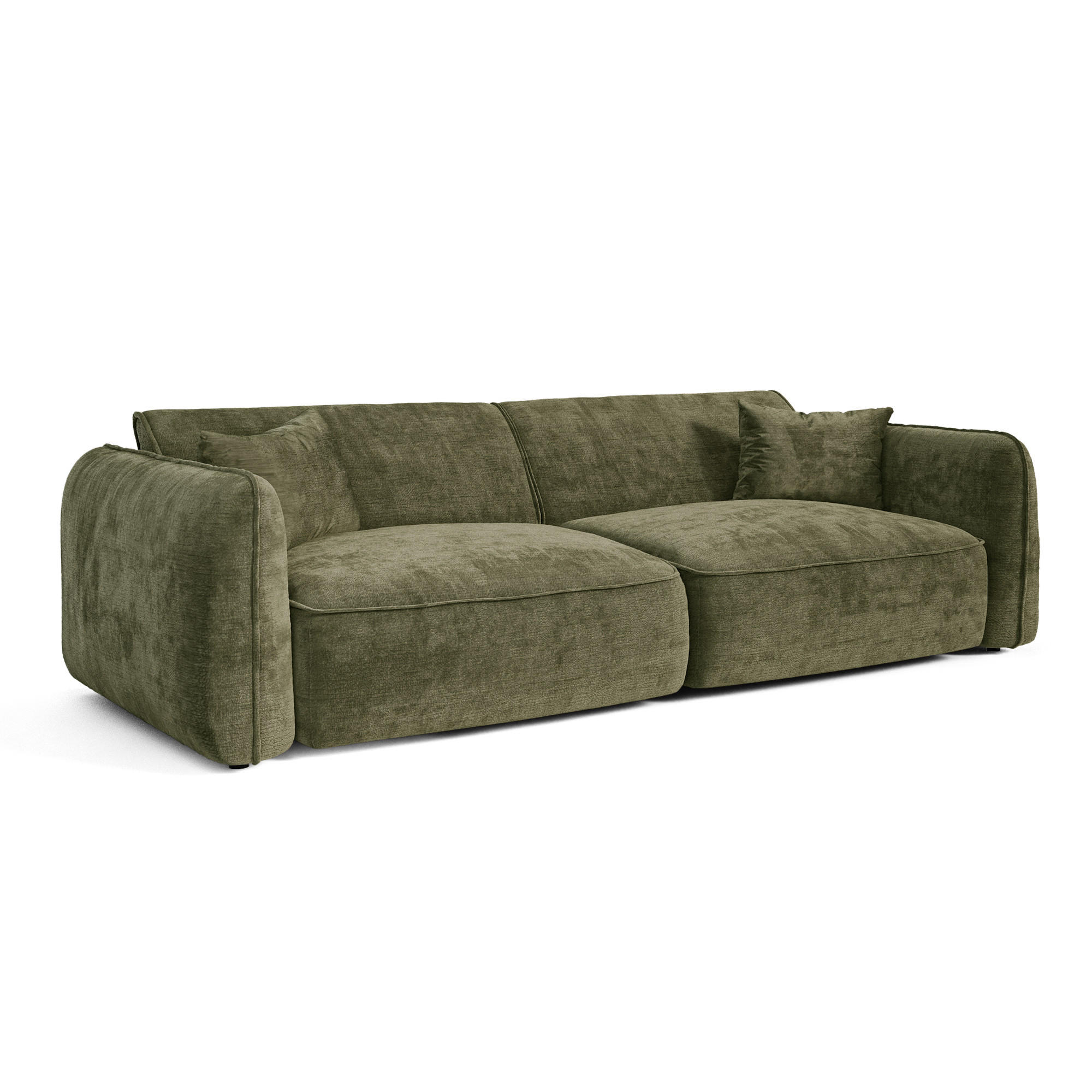 SOFA LOMI Geprägter Samt Vintage-Grün 235cm - Dunkelgrün/Grün, Textil (235/74/90cm) - Premium Interiors