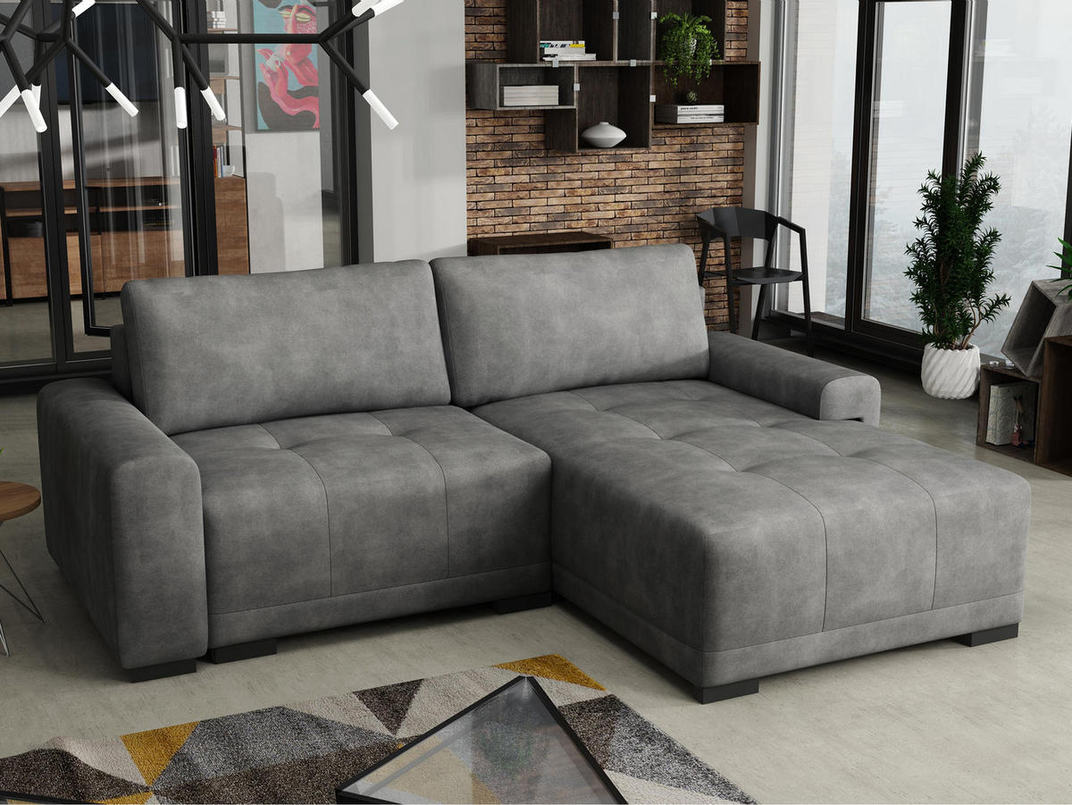 ECKSOFA Milton - Hellgrau/Schwarz, Holz/Textil (237/180cm) - MIRJAN24