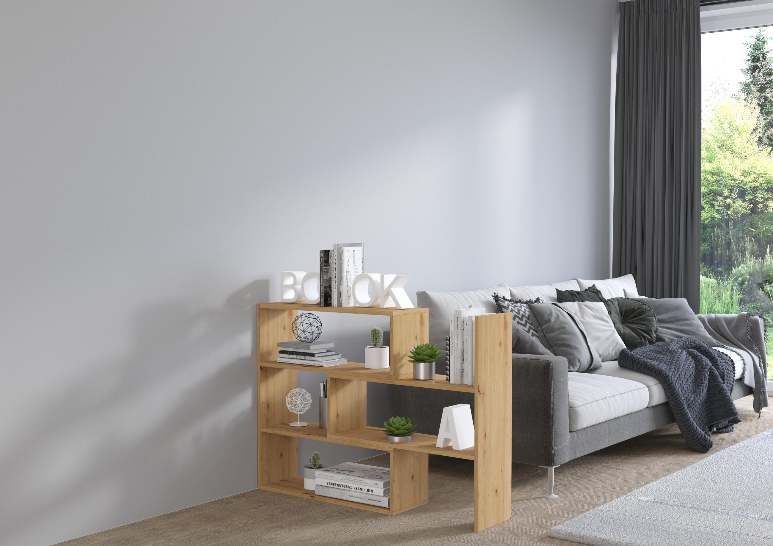 REGAL KORAL 3 - Eiche Artisan, Holzwerkstoff (125/83/24cm) - Meblini