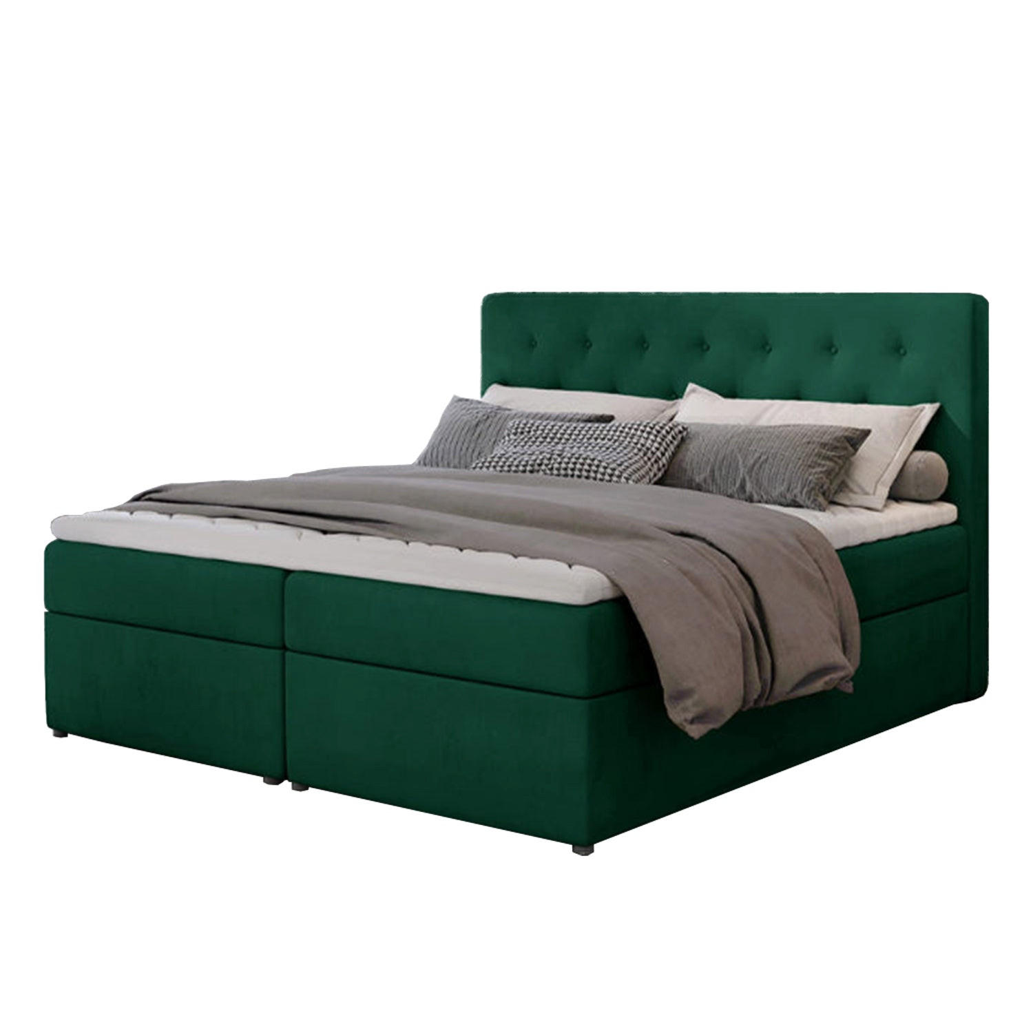 BOXBETT Loree Bonellfederkern - Grün, Holz/Holzwerkstoff (160/200cm) - Best For Home