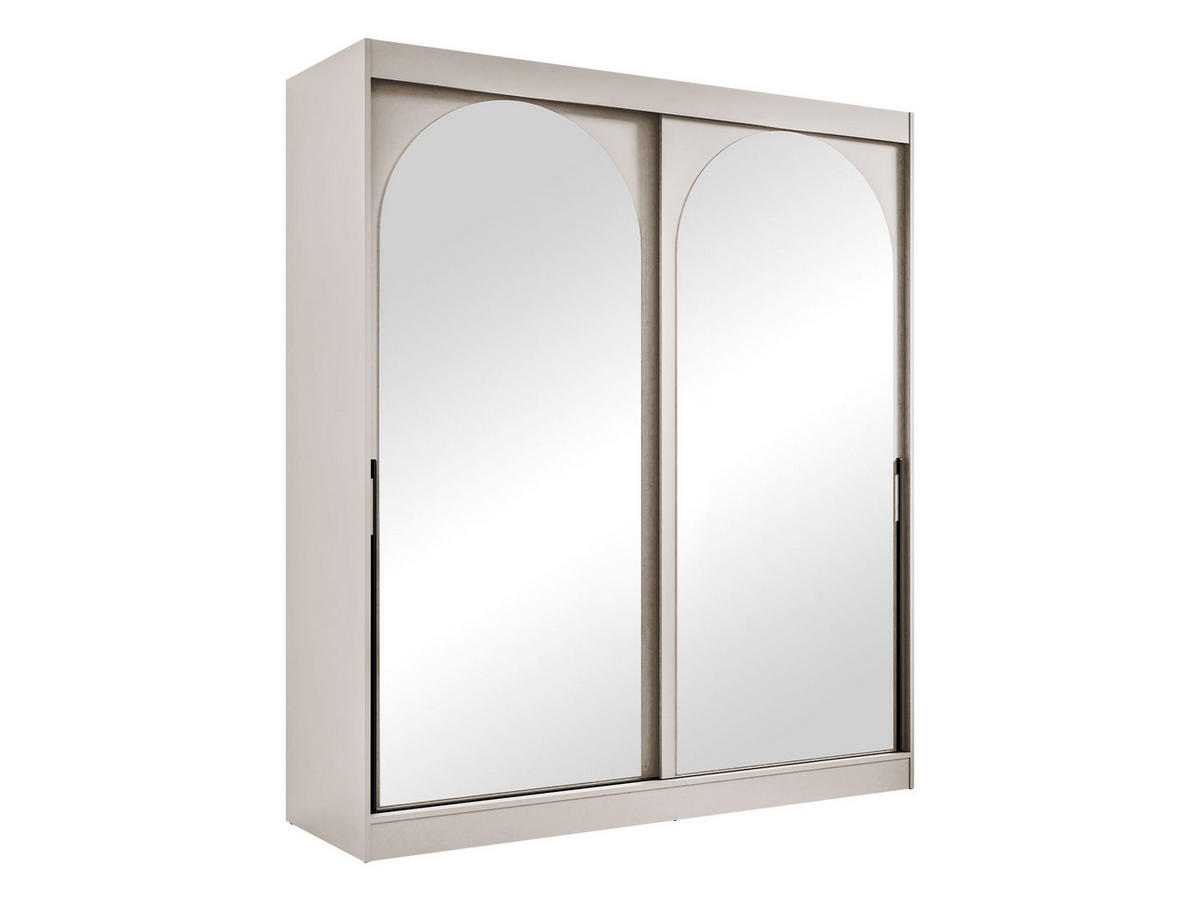 SCHIEBETÜRENSCHRANK Modin 180 - Kaschmir/Schwarz, Holzwerkstoff/Kunststoff (180/216/65cm) - MIRJAN24