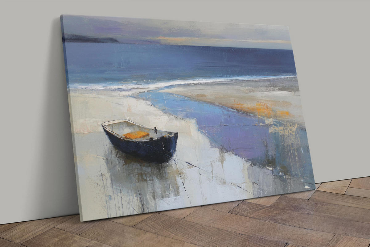 LEINWANDBILD 70x50 cm Strand blau Bild Wohnzimmer - Beige, Textil (70/50cm) - artissimo