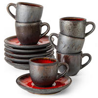 ESPRESSOTASSE PRIMA, mit Untertasse, 12-tlg, Rot - Rot, Keramik (0.08L) - KONSIMO®