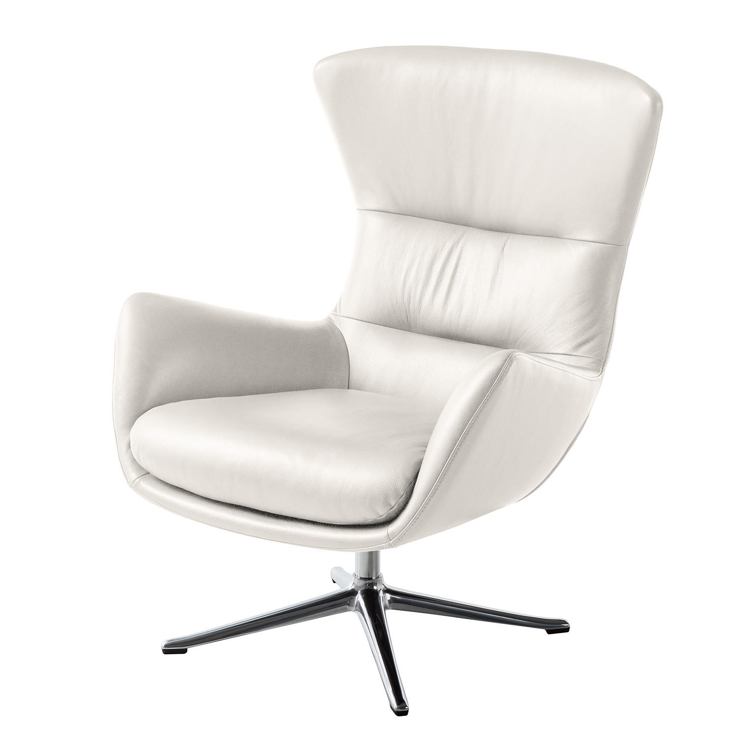 SESSEL mit Kreuzfuß - Chromfarben/Weiß, Leder (84/99/96cm) - home24