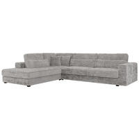ECKSOFA Savona Hellgrau breiter Cord - links - Hellgrau/Schwarz, Kunststoff/Textil (316/249cm) - MKS
