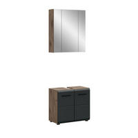 BADEZIMMER Alba 2-tlg (B/H/T: ca. 60/185/30 cm) in Nox Oak /schwarz matt - Eichefarben, Holz (60/185/30cm)