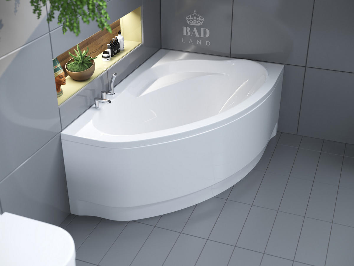 BADEWANNE Eckwanne MAREA 150/100 Rechts Ablauf & Füße - Weiß, Kunststoff (100/57.5/150cm) - bad land