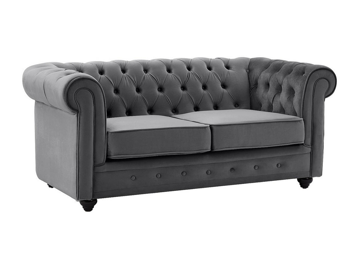 SOFA 2-Sitzer - Samt - Anthrazit - CHESTERFIELD - Anthrazit, Textil (168/72/88cm) - Vente-Unique
