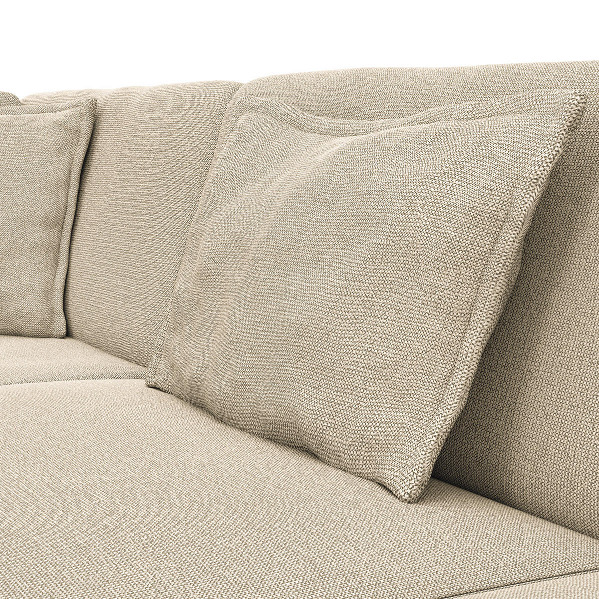 WOHNLANDSCHAFT - Creme/Schwarz, Kunststoff/Textil (431/84/272cm) - home24