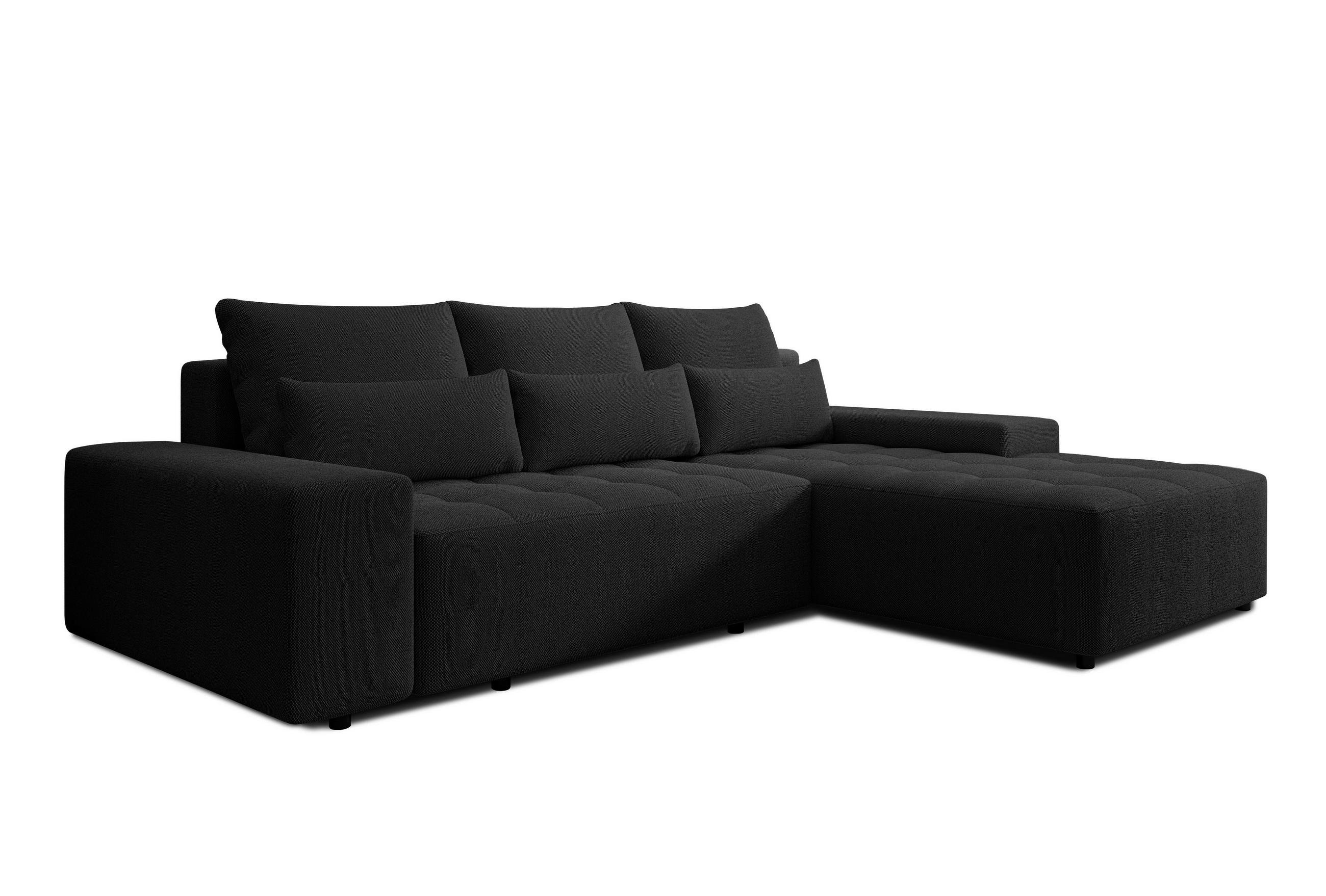 ECKSOFA L Form Alvorada Schwarz 280/184/88 cm – modernes Sofa fürs Wohnzimmer - Schwarz, Kunststoff/Textil (280/184cm) - AX Living