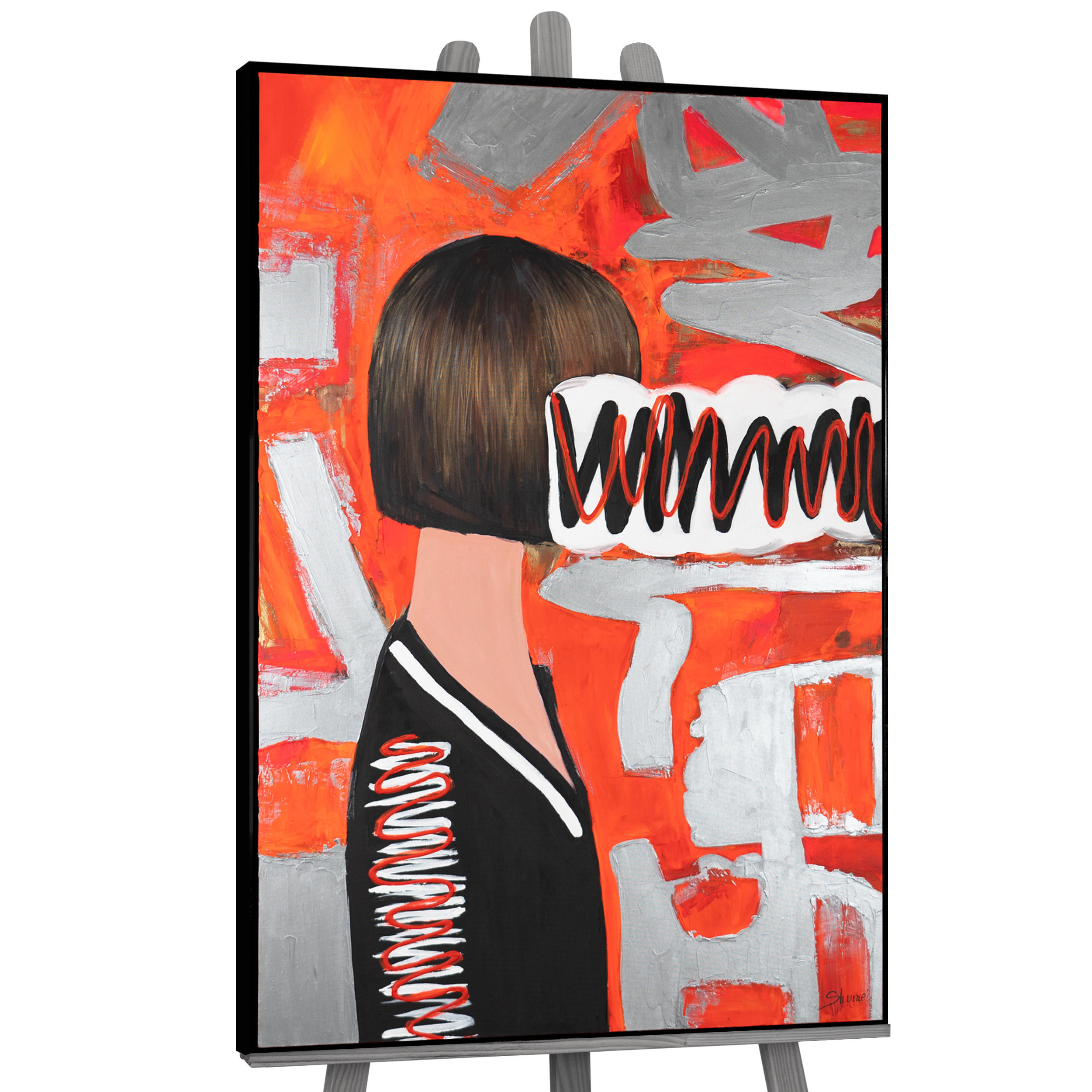 GEMÄLDE Abstrakte Emotion Schattenfugenrahmen Schwarz 140x100 cm - Schwarz, Holz (140/100cm) - YS-art gallery