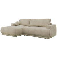 ECKSCHLAFSOFA RINA L Beige Velvet - links - Beige/Schwarz, Kunststoff/Textil (267/170cm) - MKS