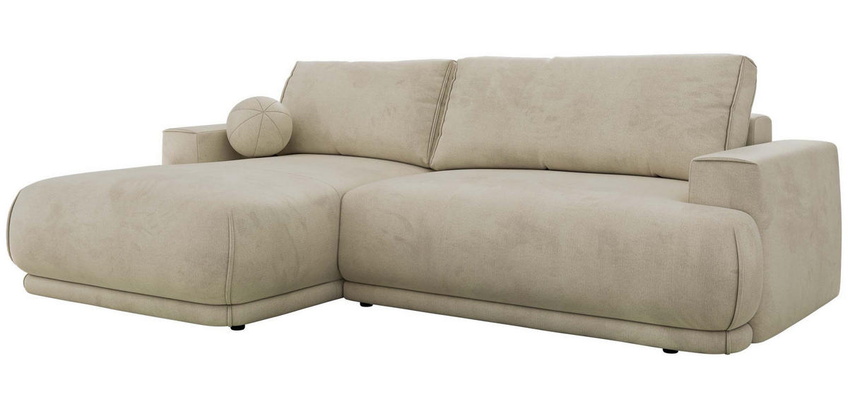 ECKSCHLAFSOFA RINA L Beige Velvet - links - Beige/Schwarz, Kunststoff/Textil (267/170cm) - MKS