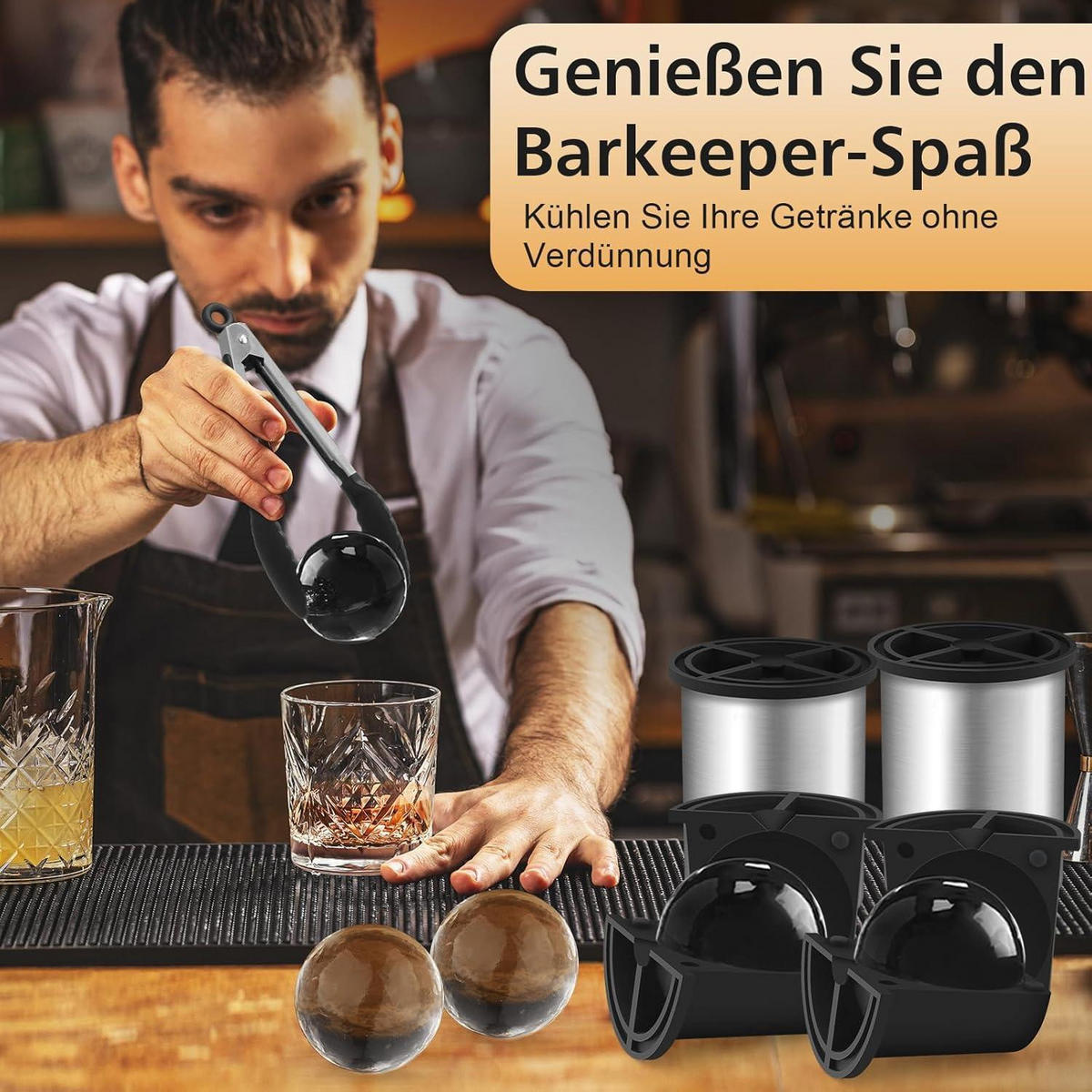 EISWÜRFELFORM 4er Set 6,4 cm Edelstahl - Transparent, Metall (19.5/12/18.5cm)