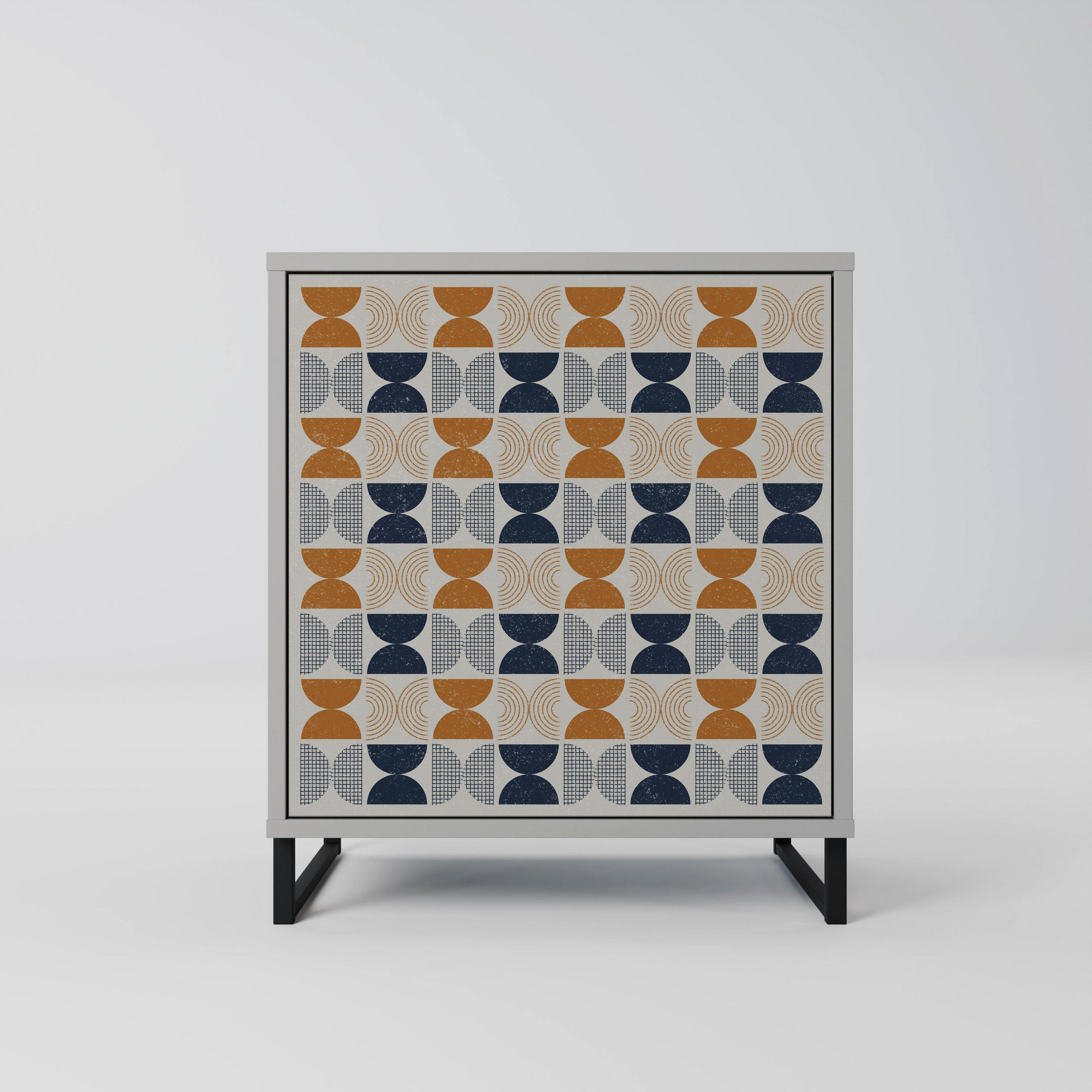 SIDEBOARD REFLECTION RANGE, Grau, 57,5x42x67,5 cm, Schwarze Metall-Rahmenfüße - Multicolor/Schwarz, Holzwerkstoff/Metall (57.5/67.5/42cm) - SpaceRebels