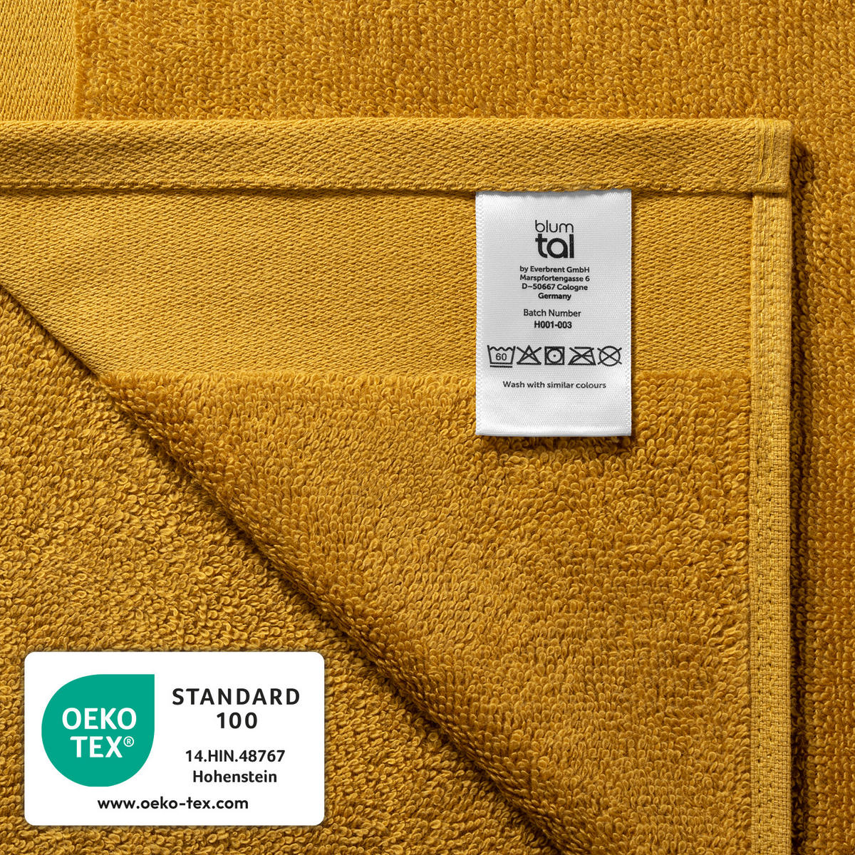 BADETUCH 6-teilig, 2x Badetuch 70/140 + 4x Handtuch 50/100 cm, Gelb - Gelb, Textil (70/140cm) - Blumtal