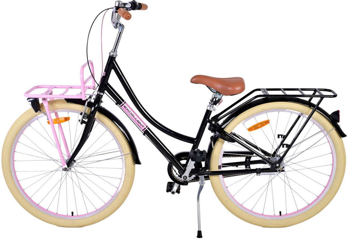 KINDERFAHRRAD Excellent - Mädchen - 26 Zoll - 3 Gänge - Rücktritt + Handbremse - Schwarz - Schwarz, Metall (77cm) - TPFSports