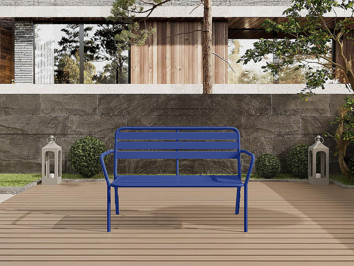 GARTENBANK - Metall - Nachtblau - MIRMANDE von MYLIA - Blau, Metall (123/82/58cm) - Vente-Unique