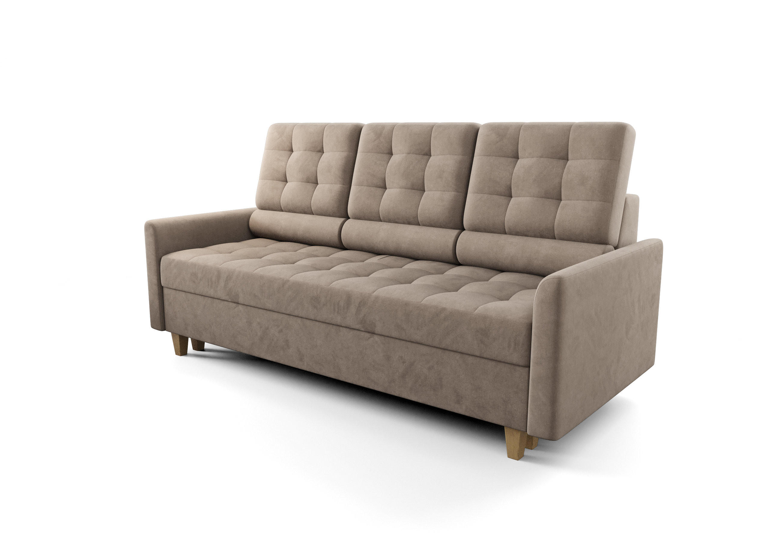 SCHLAFSOFA KONGO 03, Sofa mit Schlaffunktion, Farbe: Beige, Velourstoff - Beige, Textil (215/103/96cm) - O-Sofa