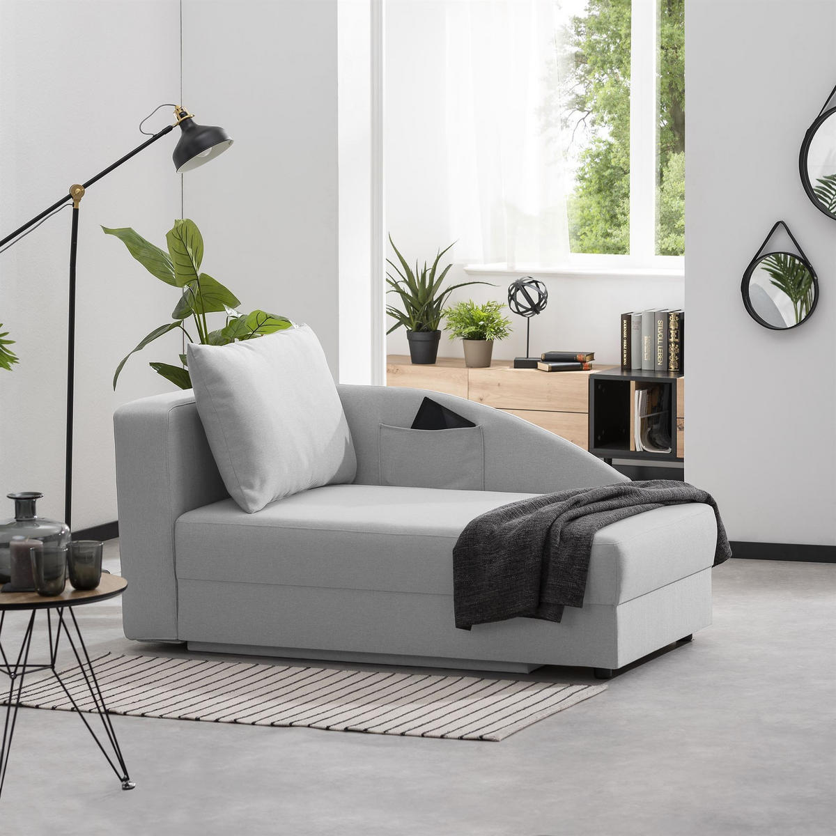 RECAMIERE Armlehne rechts Kalila Bezug Flachgewebe Kunststoff / hellgrau - Grau, Kunststoff (154/86/93cm) - 58aufmkessel