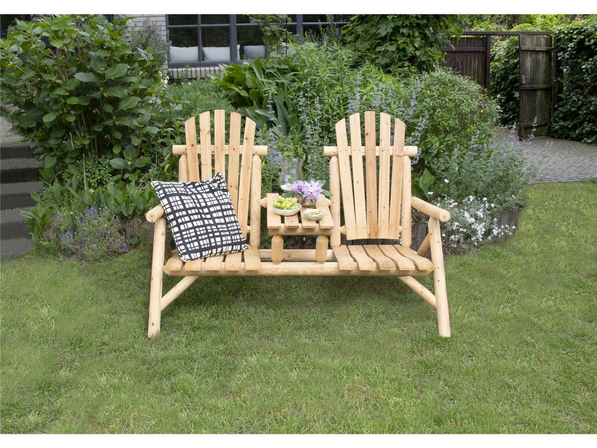 GARTENBANK »Timber« FSC® 100% Tannenholz mit Mittelablage für 2 Personen - Braun, Kunststoff (53.5/11/149.5cm) - bellavista - Home & Garden