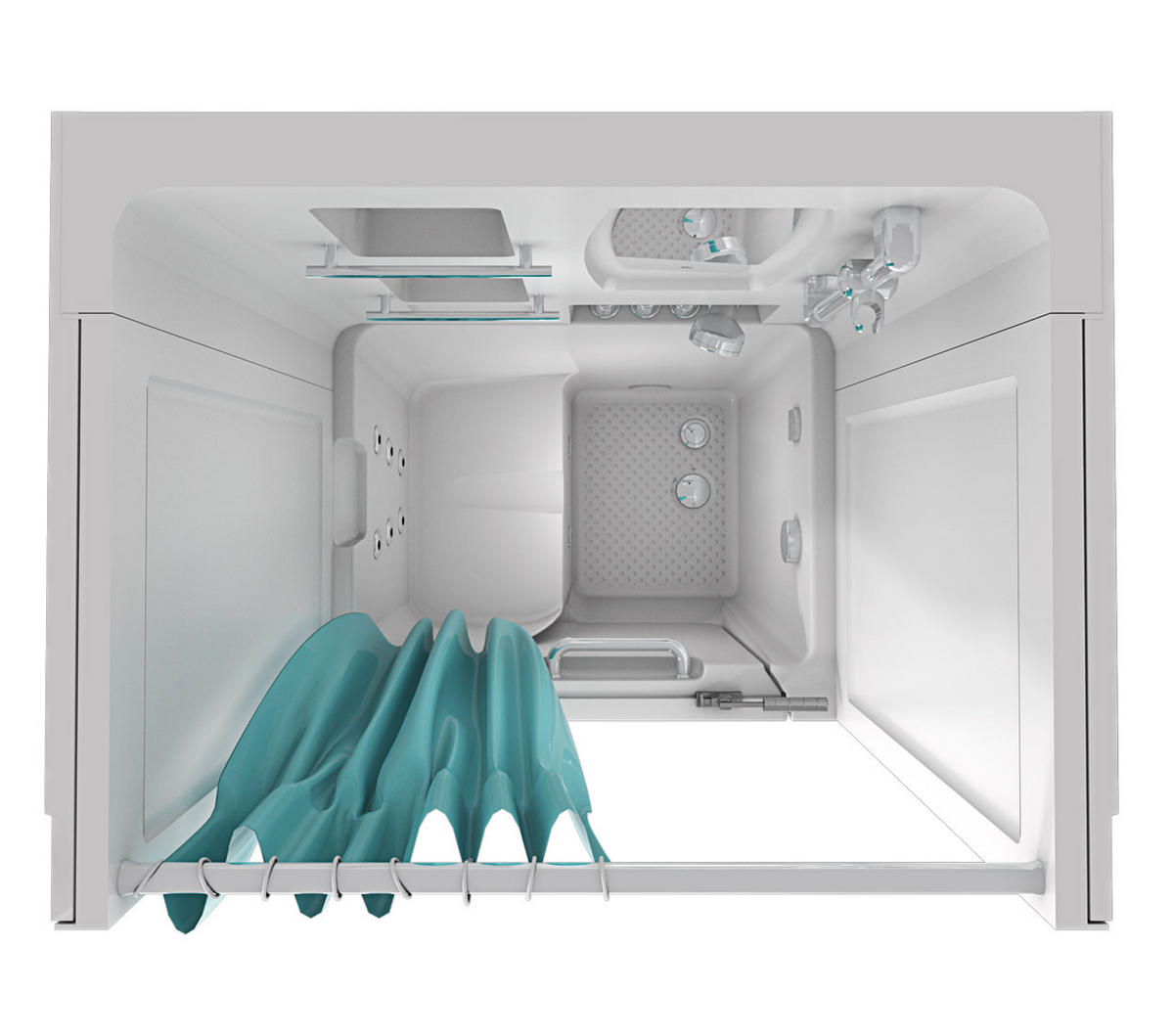 DUSCHE Whirlpool mit Tür S02D-WP-TH-C-L - Weiß, Glas/Kunststoff (100/78/205cm) - AcquaVapore by Sandra Jentho