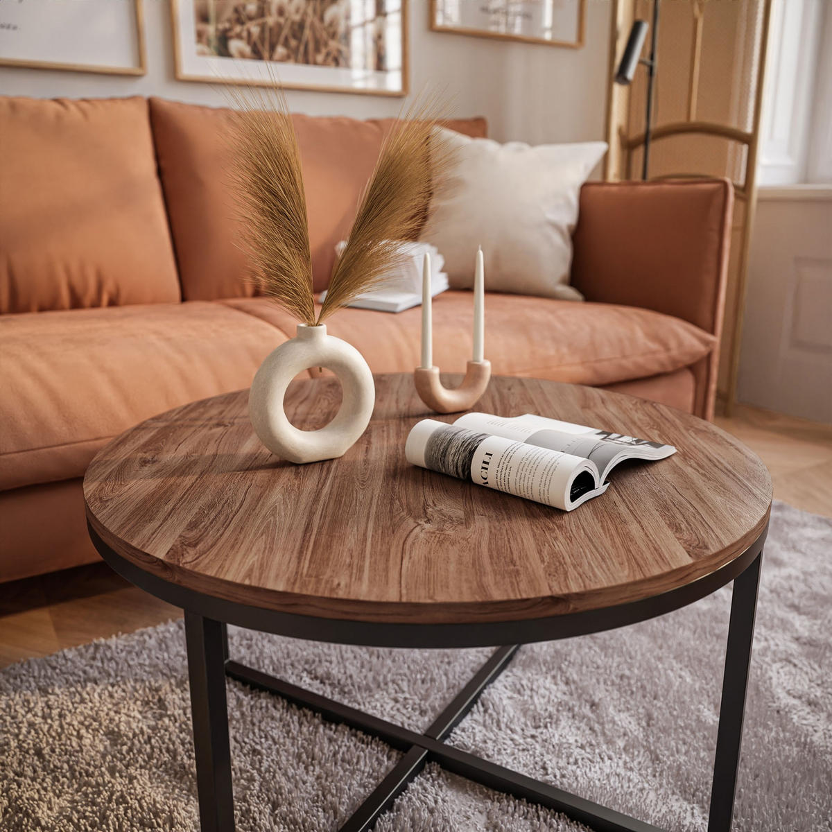 COUCHTISCH CIRI-X Eichenholz Sterling - Eichefarben/Schwarz, Holzwerkstoff (70/70/45.6cm) - Lookway