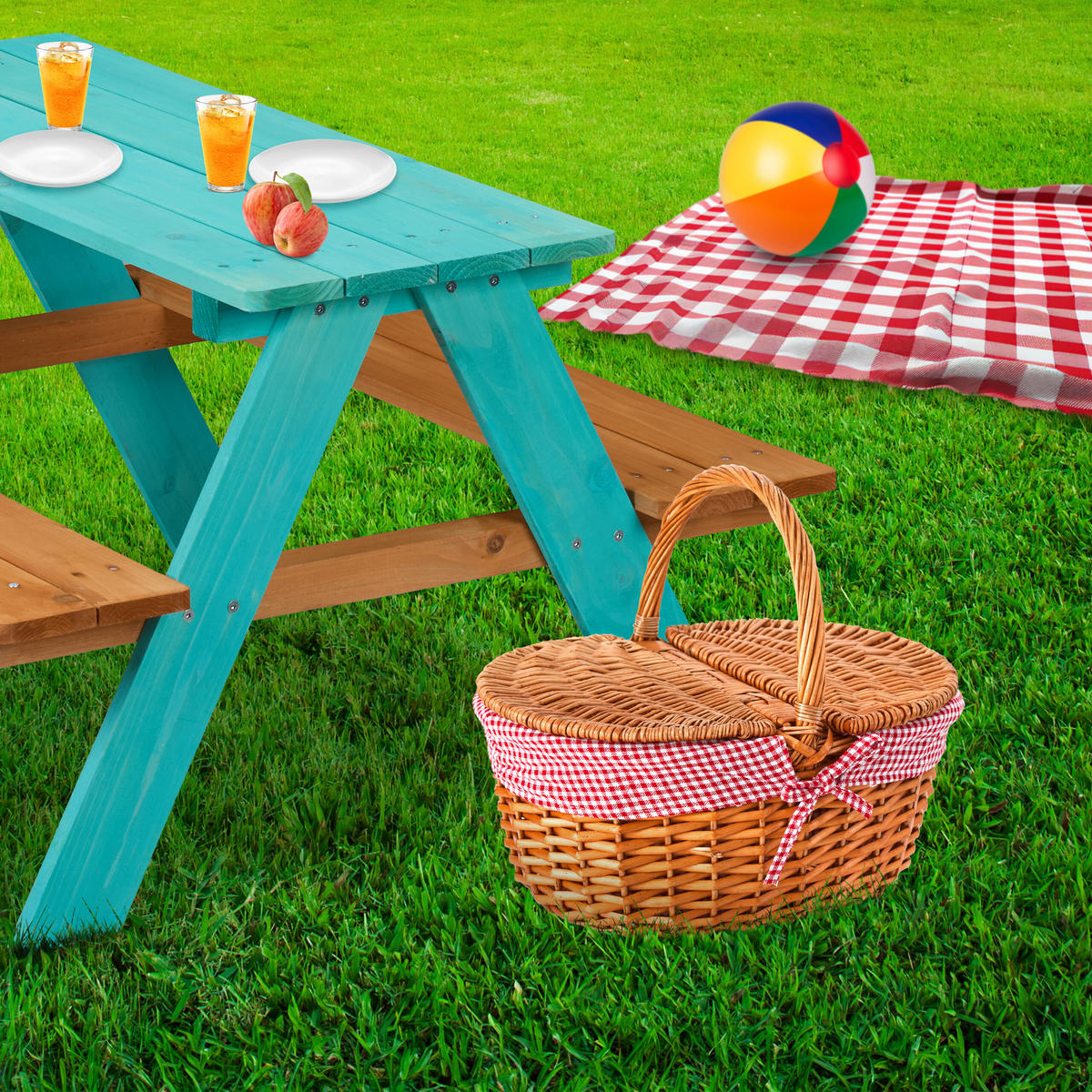 KINDERSITZGRUPPE - Eichefarben/Grau, Holz - Relaxdays