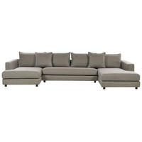 5-SITZER WOHNLANDSCHAFT U-förmig taupe Lilviken - Beige/Schwarz, Textil (359/57/194cm) - Beliani