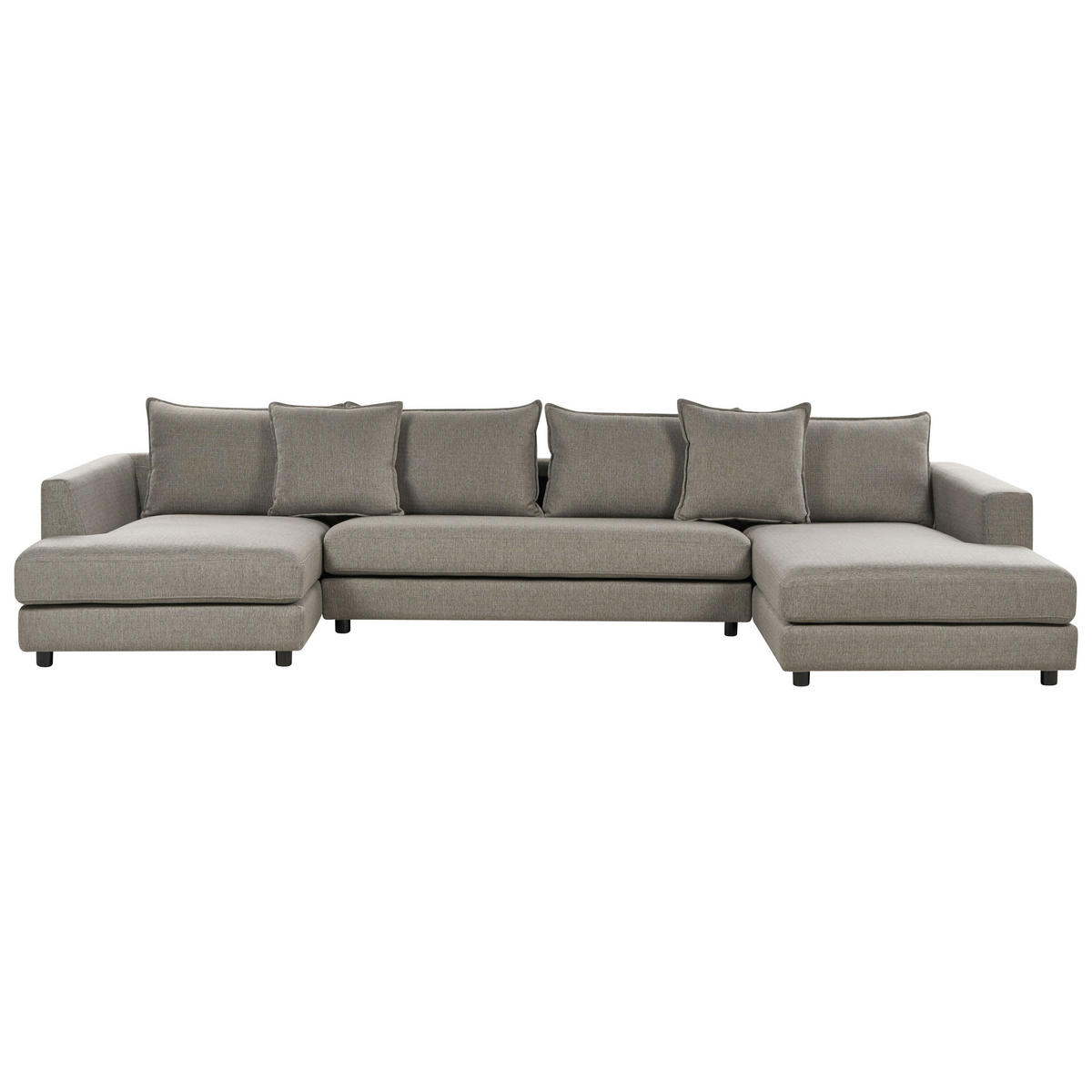 5-SITZER WOHNLANDSCHAFT U-förmig taupe Lilviken - Beige/Schwarz, Textil (359/57/194cm) - Beliani