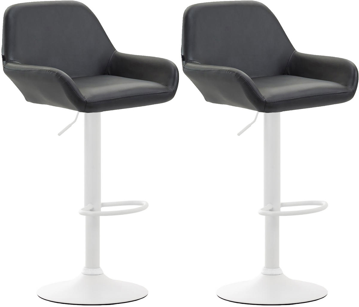 BARHOCKER 2er Set Prag Kunstleder weiß schwarz - Schwarz/Weiß, Kunststoff/Metall (51/109/52cm) - TPFLiving